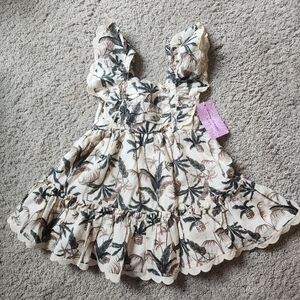 Tommy Bahama Cream and Brown Floral Kids Dress
